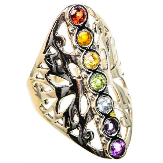 Multi-Stone Rainbow Chakra Rings handcrafted by Ana Silver Co - RING128969 - Photo 2