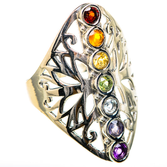 Multi-Stone Rainbow Chakra Rings handcrafted by Ana Silver Co - RING128970 - Photo 2