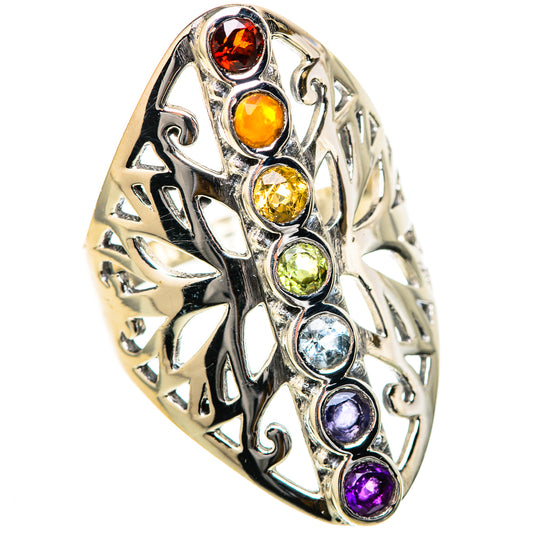 Multi-Stone Rainbow Chakra Rings handcrafted by Ana Silver Co - RING128991 - Photo 2