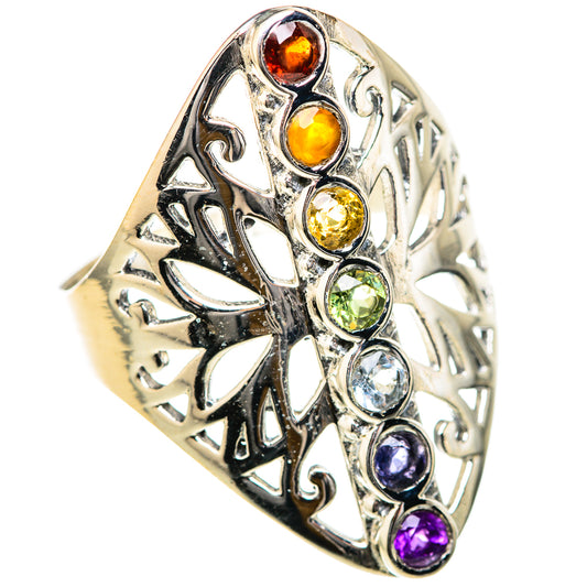 Multi-Stone Rainbow Chakra Rings handcrafted by Ana Silver Co - RING128992 - Photo 2