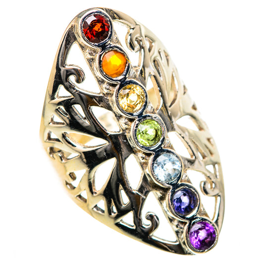 Multi-Stone Rainbow Chakra Rings handcrafted by Ana Silver Co - RING129012 - Photo 2