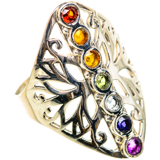 Multi-Stone Rainbow Chakra Rings handcrafted by Ana Silver Co - RING129013 - Photo 2