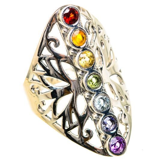 Multi-Stone Rainbow Chakra Rings handcrafted by Ana Silver Co - RING129026 - Photo 2