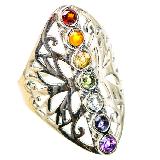 Multi-Stone Rainbow Chakra Rings handcrafted by Ana Silver Co - RING129027 - Photo 2