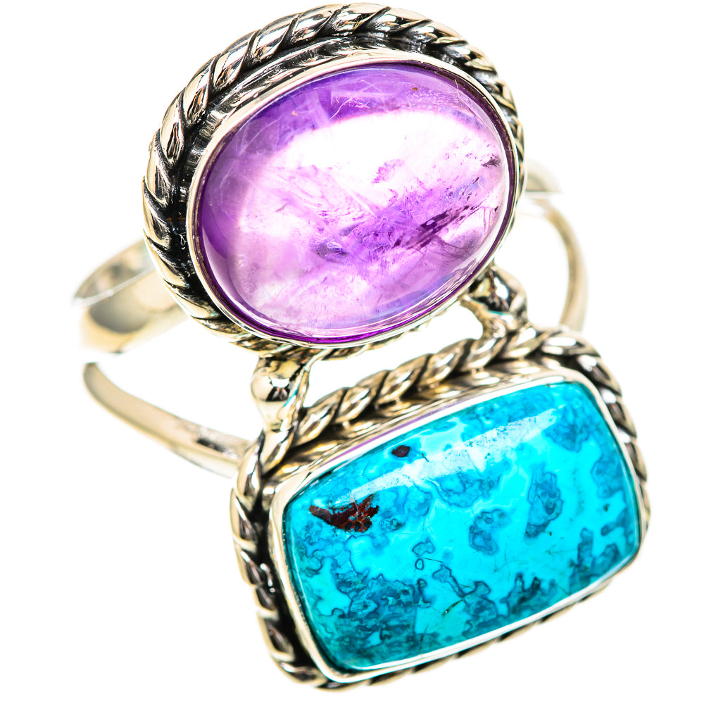 Chrysocolla, Amethyst Rings handcrafted by Ana Silver Co - RING129037 - Photo 2