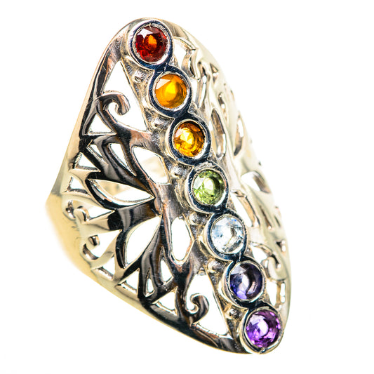 Multi-Stone Rainbow Chakra Rings handcrafted by Ana Silver Co - RING129038 - Photo 2