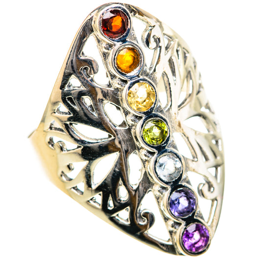 Multi-Stone Rainbow Chakra Rings handcrafted by Ana Silver Co - RING129049 - Photo 2