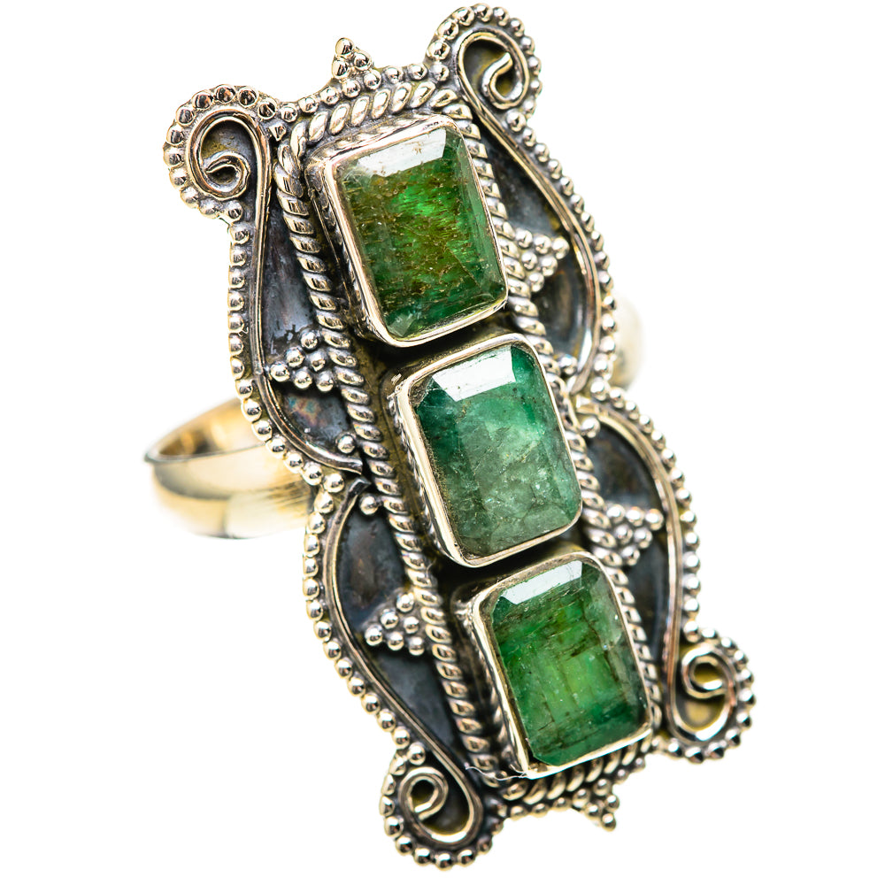 Zambian Emerald Rings handcrafted by Ana Silver Co - RING129088 - Photo 2