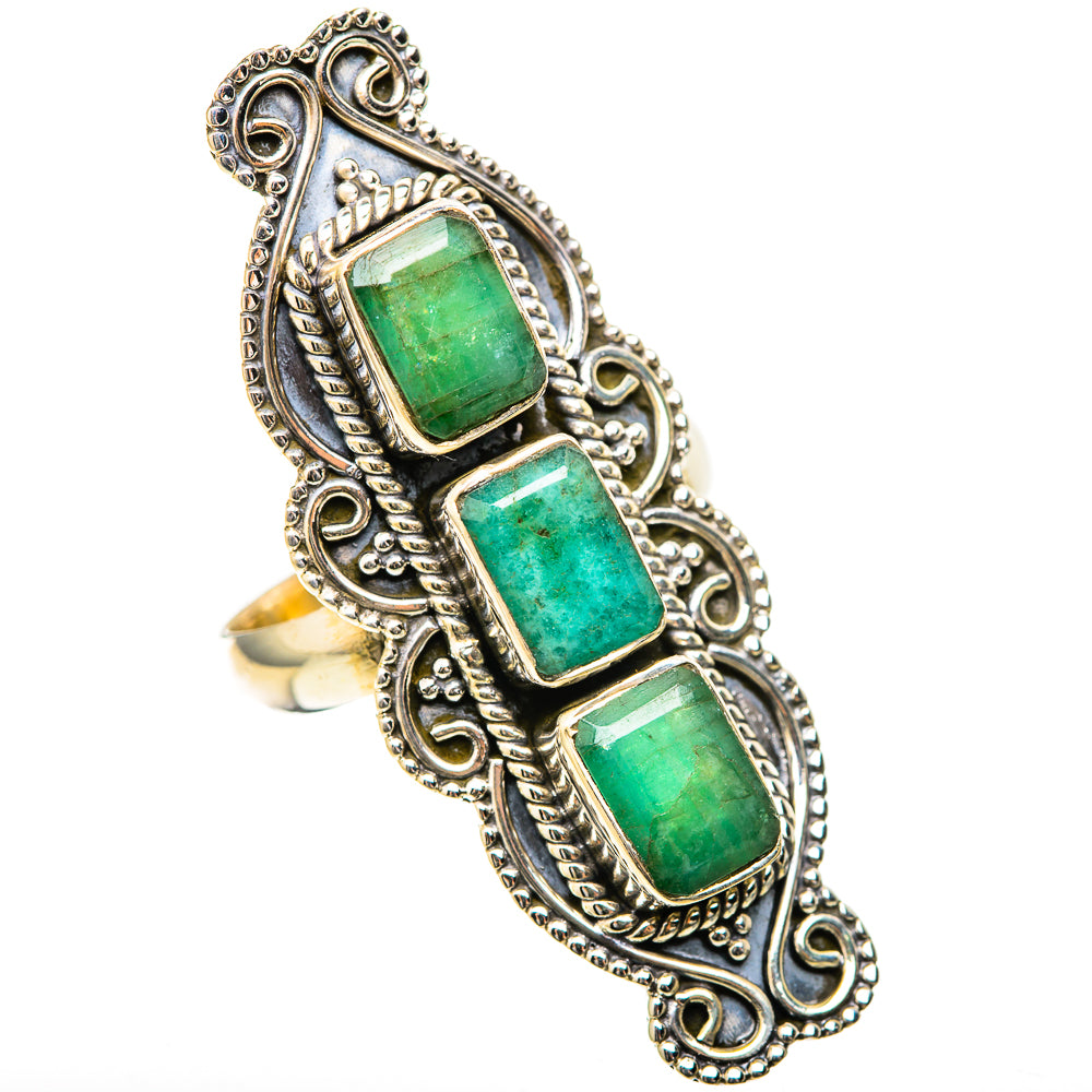 Zambian Emerald Rings handcrafted by Ana Silver Co - RING129089 - Photo 2