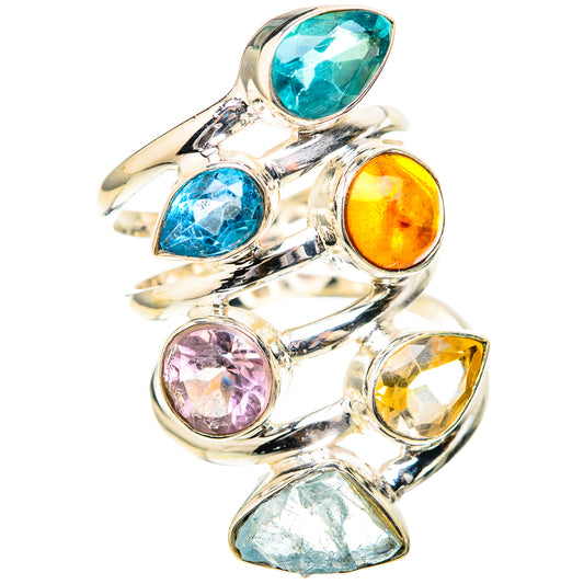 Blue Topaz, Baltic Amber, Amethyst, Citrine, Aquamarine Rings handcrafted by Ana Silver Co - RING129094 - Photo 2