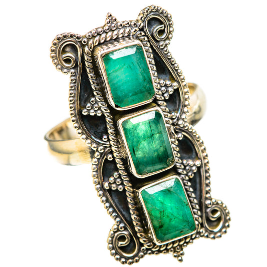 Zambian Emerald Rings handcrafted by Ana Silver Co - RING129106 - Photo 2