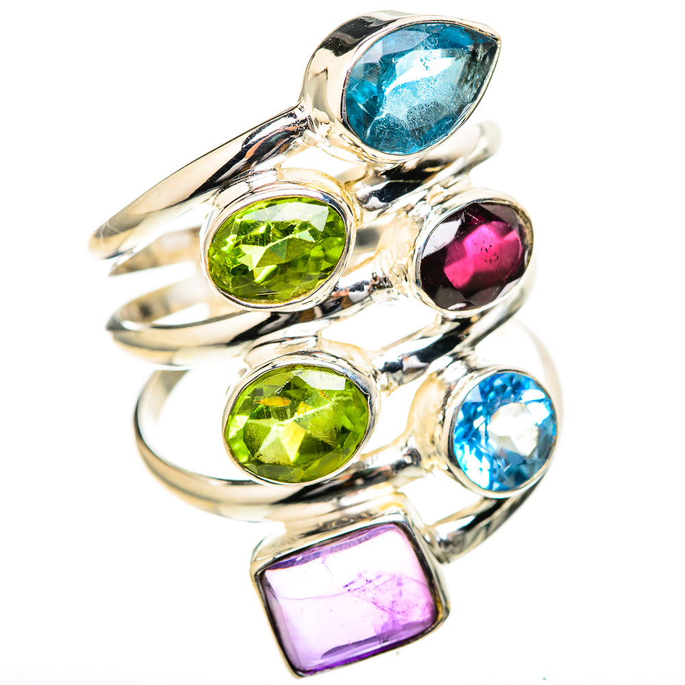 Amethyst, Blue Topaz, Garnet, Peridot Rings handcrafted by Ana Silver Co - RING129110 - Photo 2