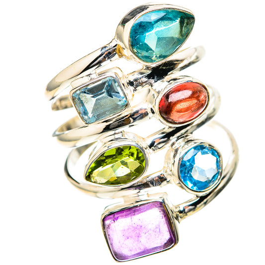 Amethyst, Blue Topaz, Peridot, Garnet Rings handcrafted by Ana Silver Co - RING129126 - Photo 2