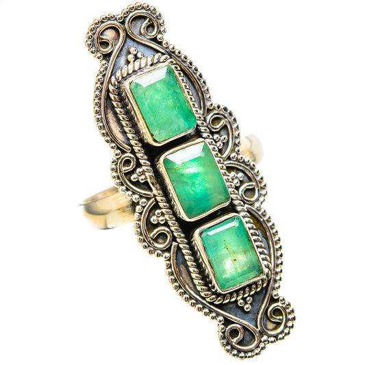 Zambian Emerald Rings handcrafted by Ana Silver Co - RING129129 - Photo 2
