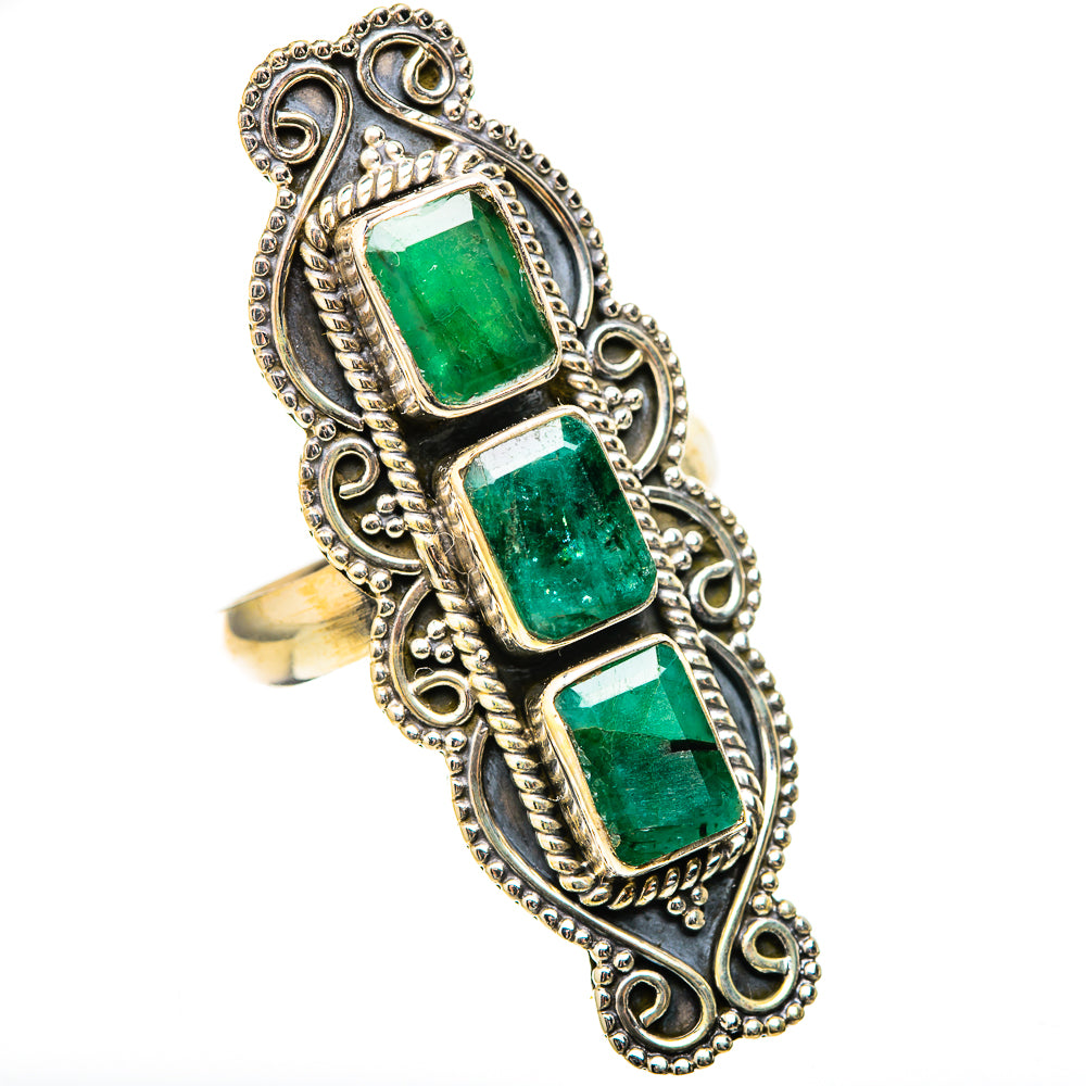 Zambian Emerald Rings handcrafted by Ana Silver Co - RING129147 - Photo 2