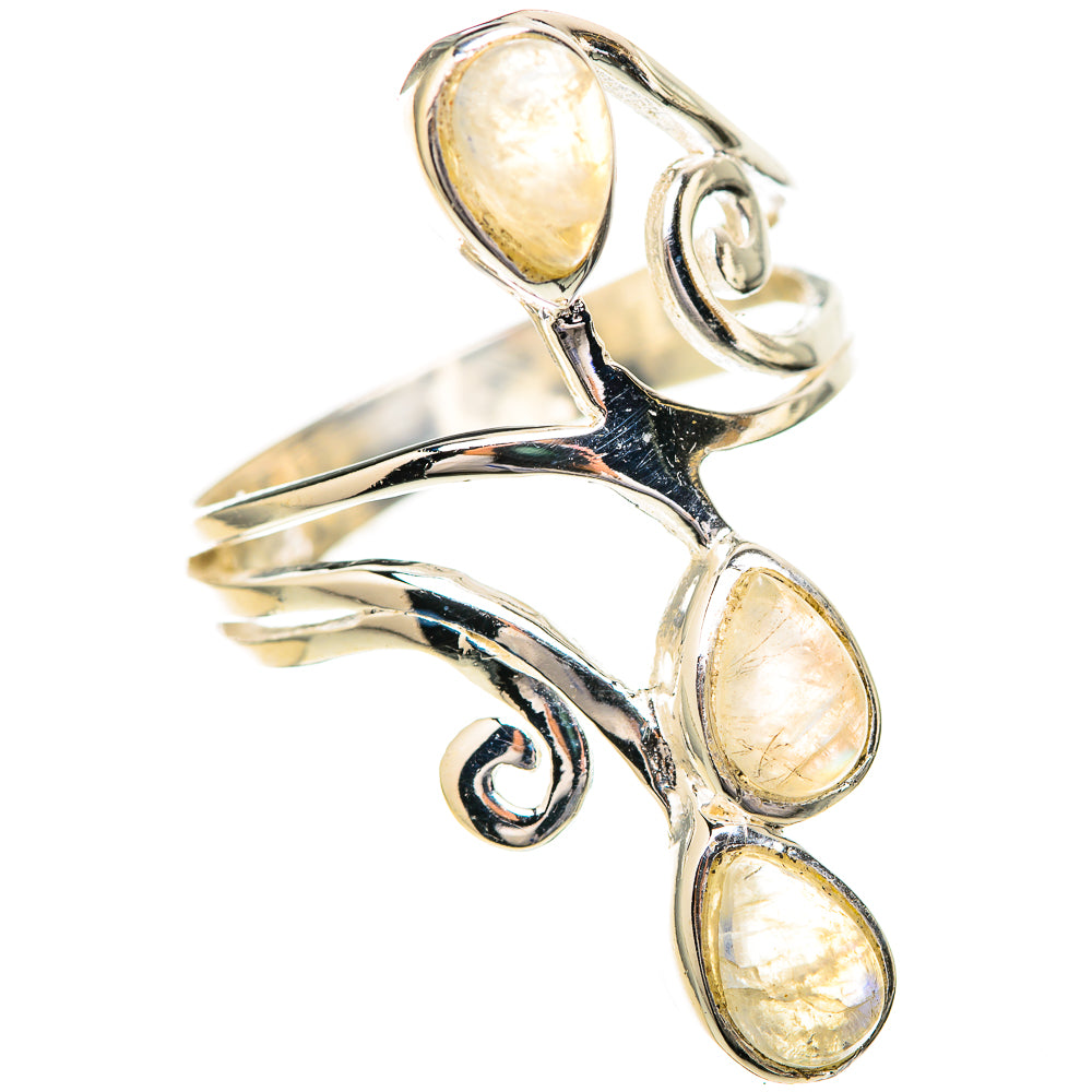 Rainbow Moonstone Rings handcrafted by Ana Silver Co - RING129166_SIZE-8 - Photo 2