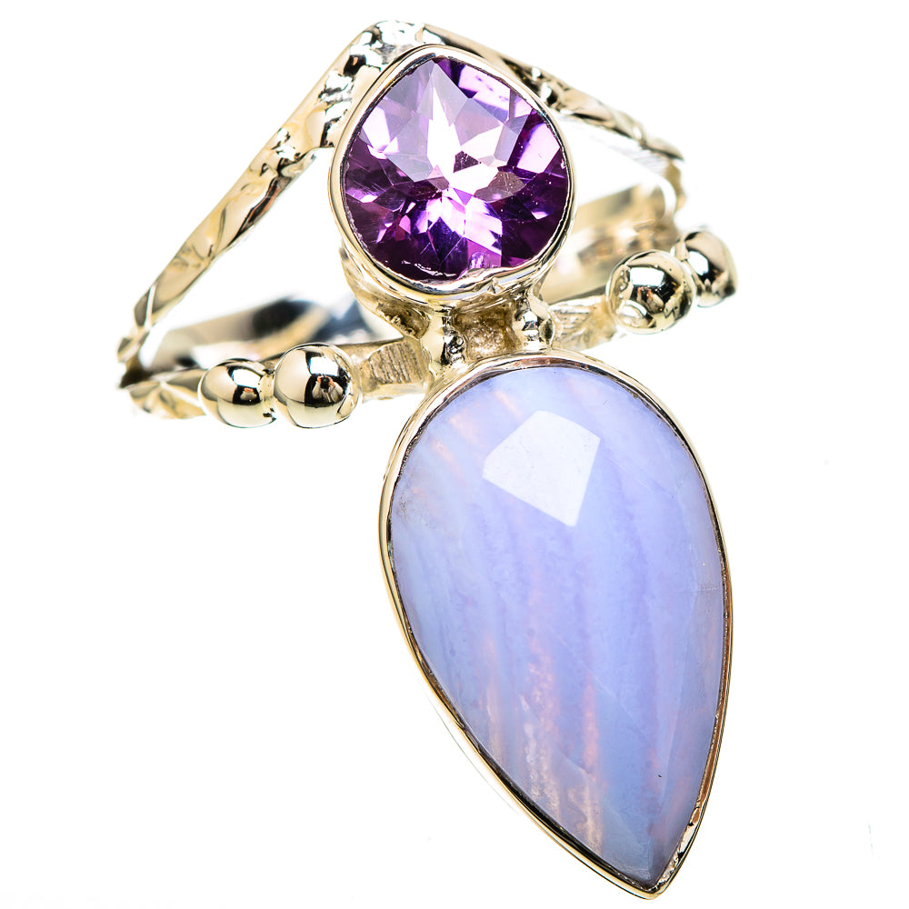 Blue Lace Agate Rings handcrafted by Ana Silver Co - RING129191 - Photo 2