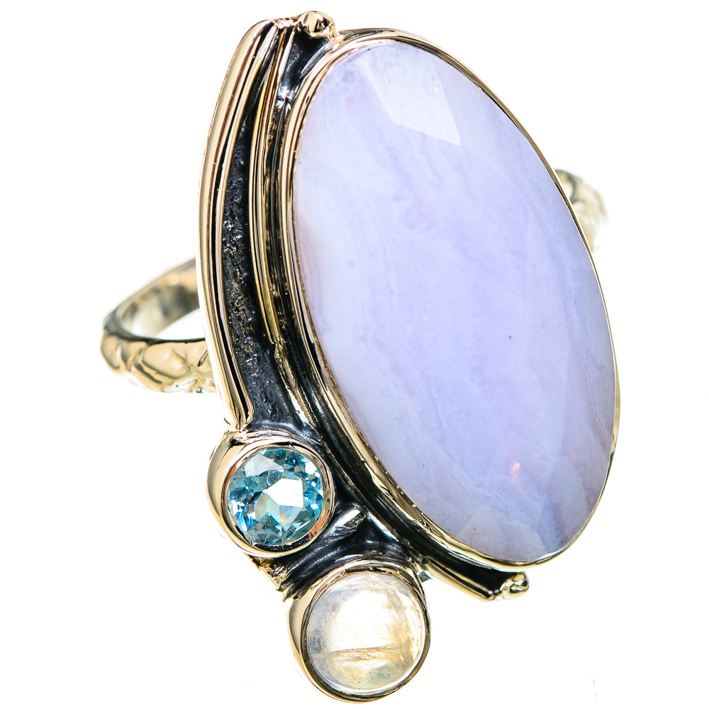 Blue Lace Agate Rings handcrafted by Ana Silver Co - RING129195 - Photo 2