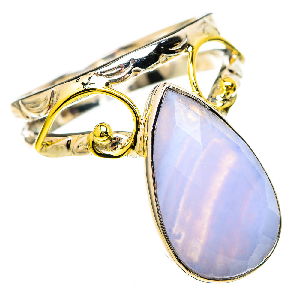 Blue Lace Agate Rings handcrafted by Ana Silver Co - RING129210 - Photo 2