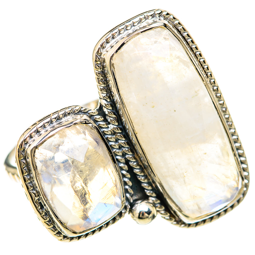 Rainbow Moonstone Rings handcrafted by Ana Silver Co - RING129212 - Photo 2