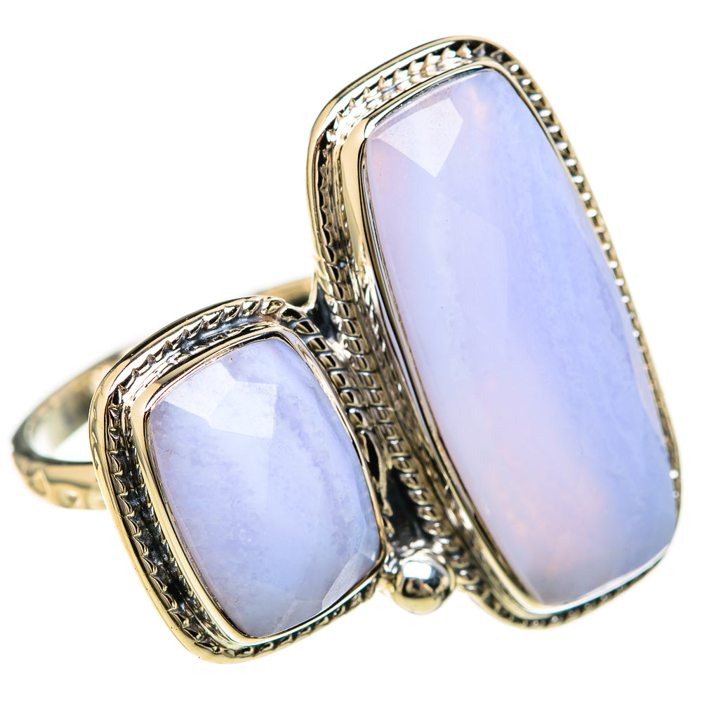 Blue Lace Agate Rings handcrafted by Ana Silver Co - RING129227 - Photo 2