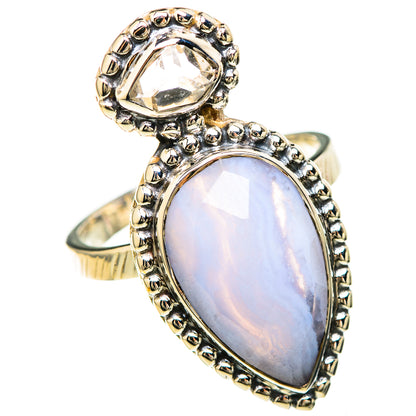 Blue Lace Agate Rings handcrafted by Ana Silver Co - RING129250 - Photo 2