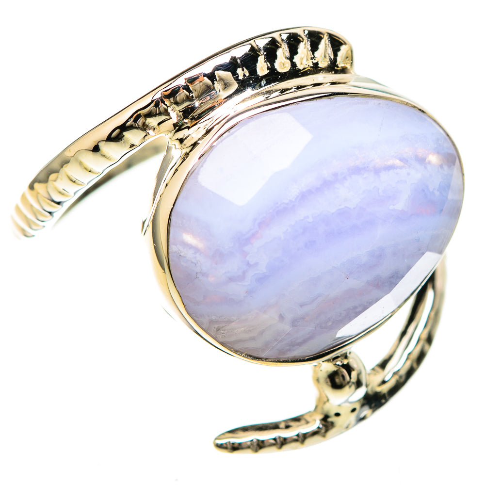 Blue Lace Agate Rings handcrafted by Ana Silver Co - RING129251 - Photo 2