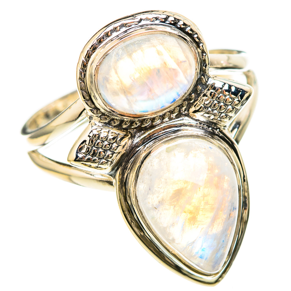 Rainbow Moonstone Rings handcrafted by Ana Silver Co - RING129267 - Photo 2