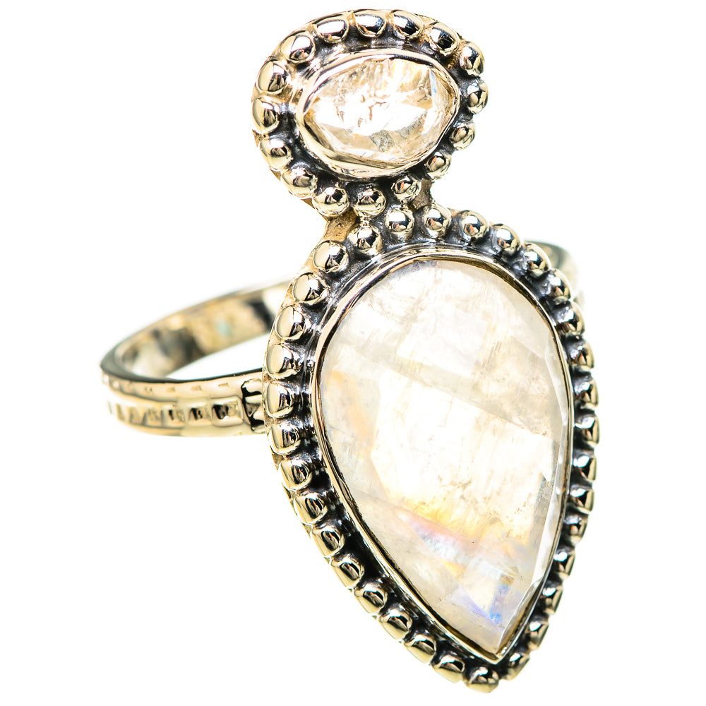 Rainbow Moonstone Rings handcrafted by Ana Silver Co - RING129268 - Photo 2