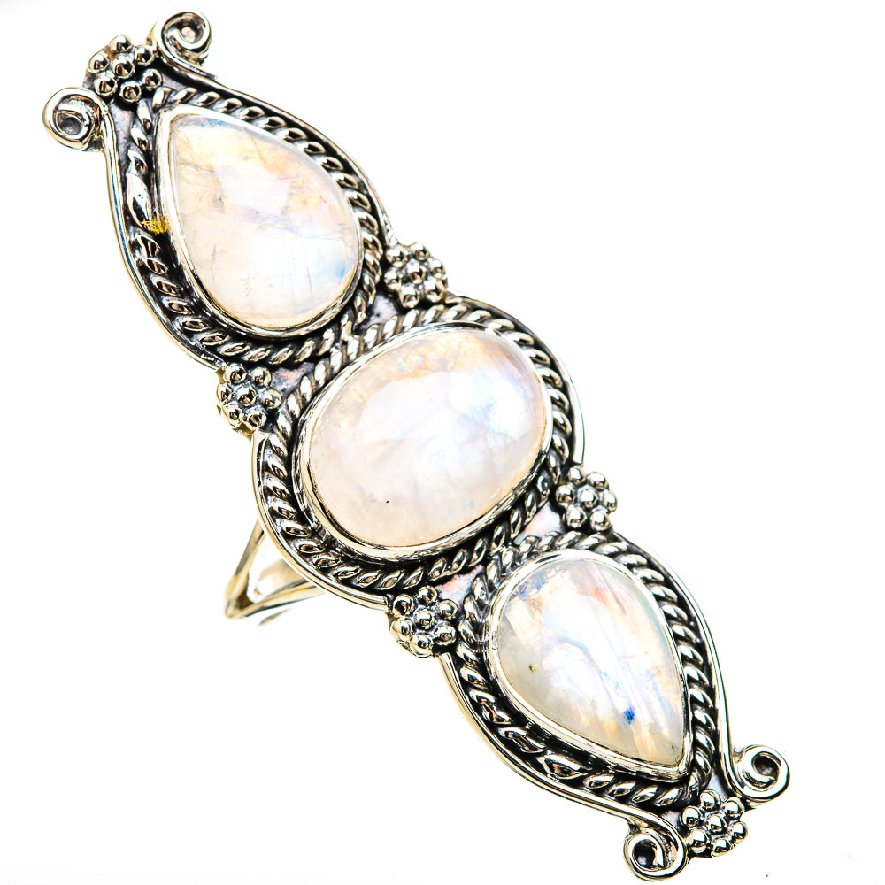 Rainbow Moonstone Rings handcrafted by Ana Silver Co - RING129294 - Photo 2