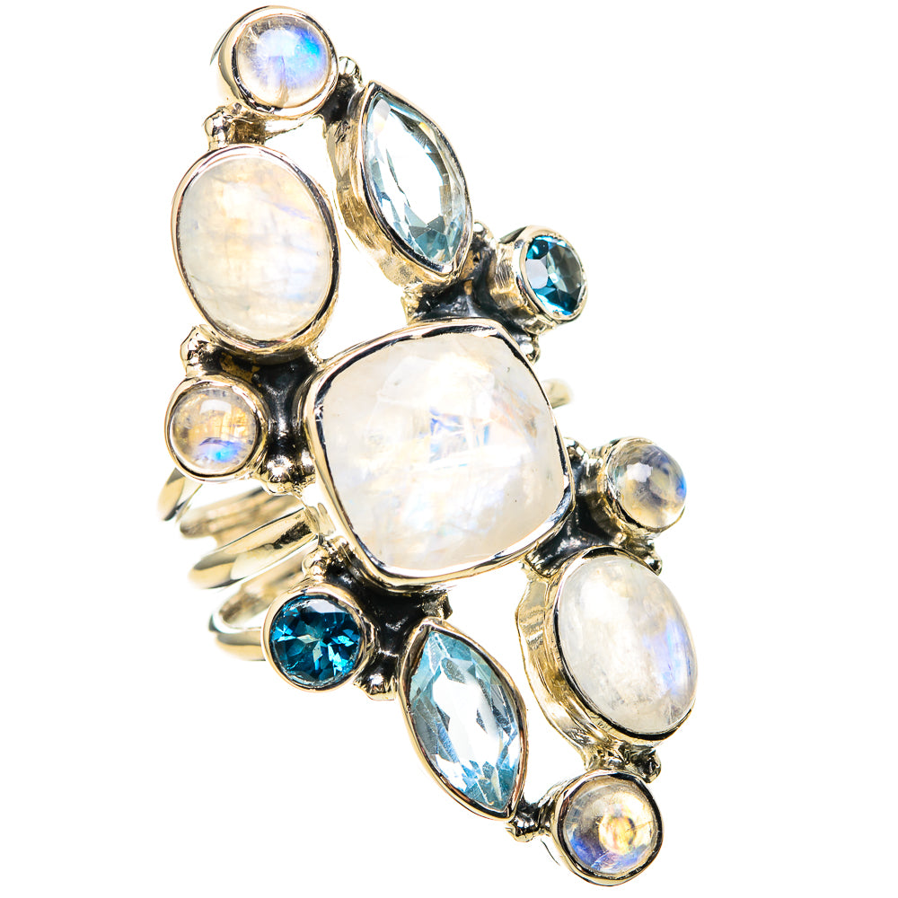 Rainbow Moonstone Rings handcrafted by Ana Silver Co - RING129310 - Photo 2