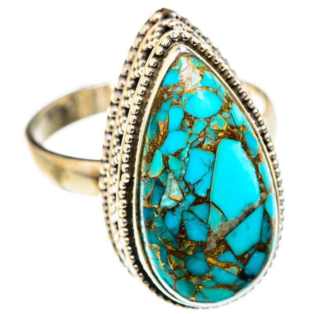 Blue Copper Composite Turquoise Rings handcrafted by Ana Silver Co - RING129313 - Photo 2