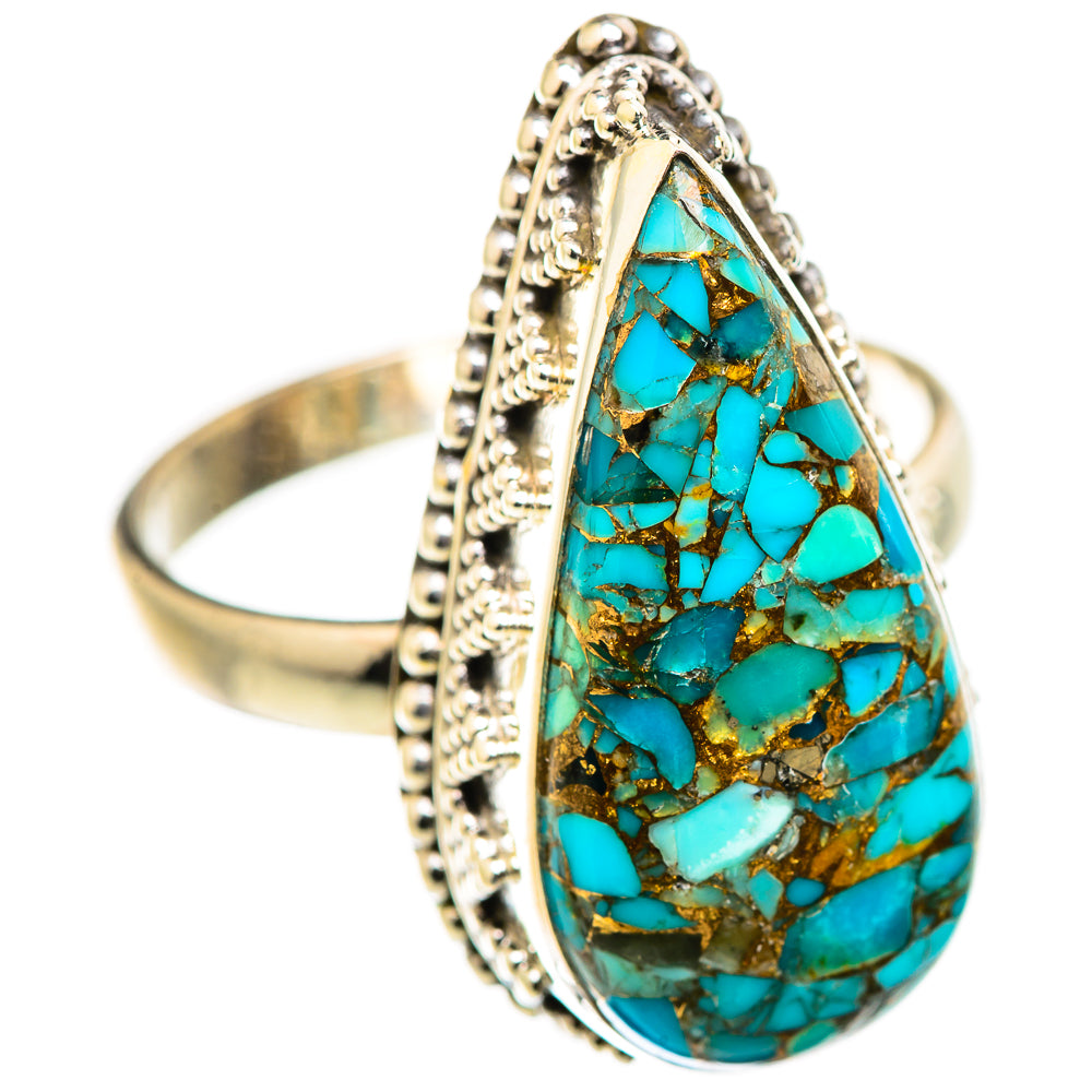 Blue Copper Composite Turquoise Rings handcrafted by Ana Silver Co - RING129447 - Photo 2