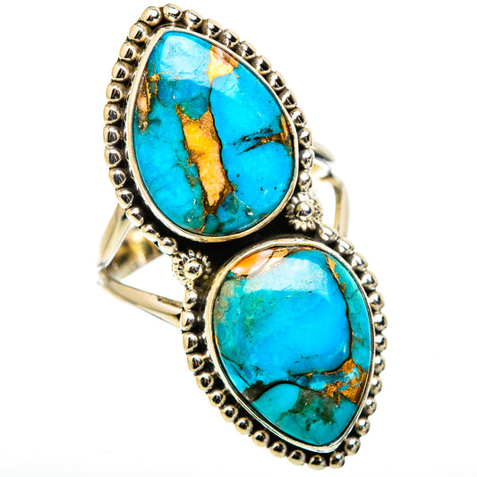 Blue Copper Composite Turquoise Rings handcrafted by Ana Silver Co - RING129448 - Photo 2