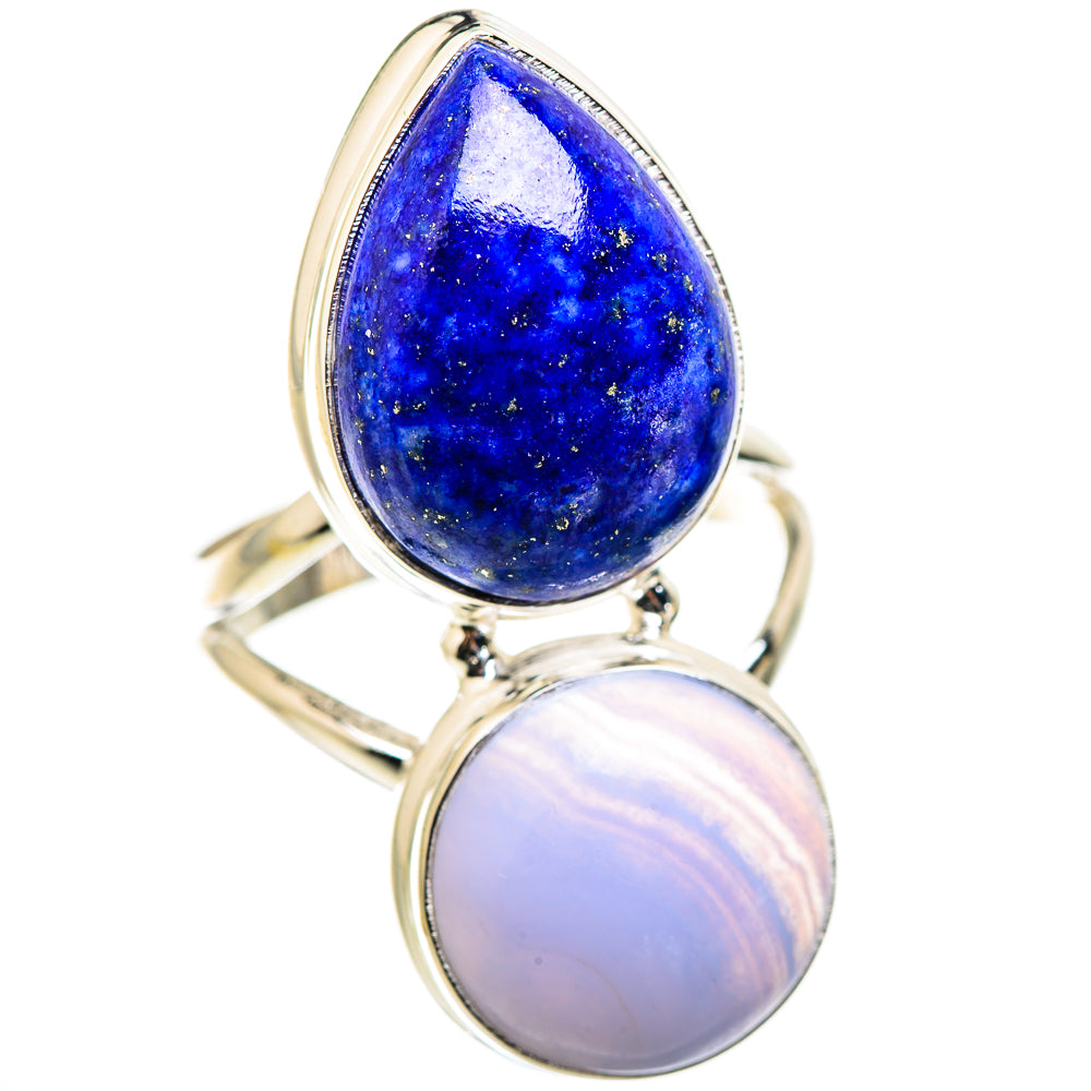 Blue Lace Agate Rings handcrafted by Ana Silver Co - RING129451 - Photo 2