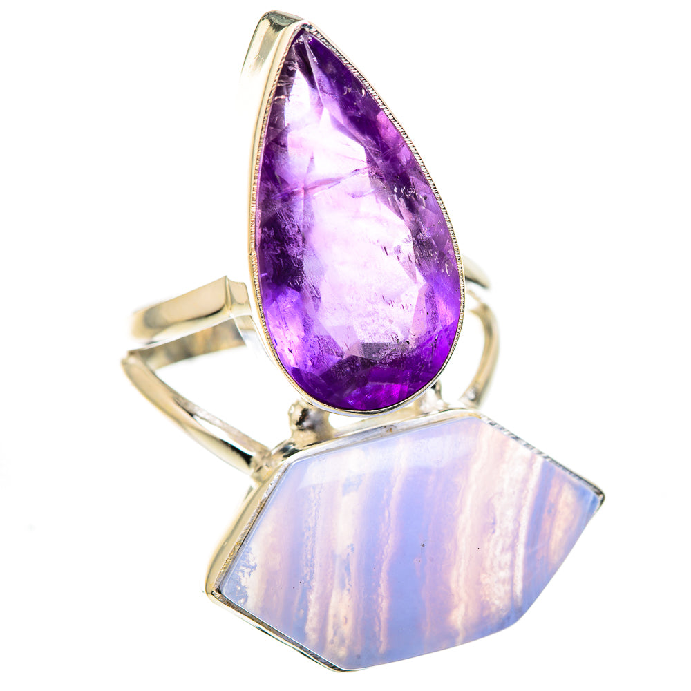Blue Lace Agate Rings handcrafted by Ana Silver Co - RING129461 - Photo 2