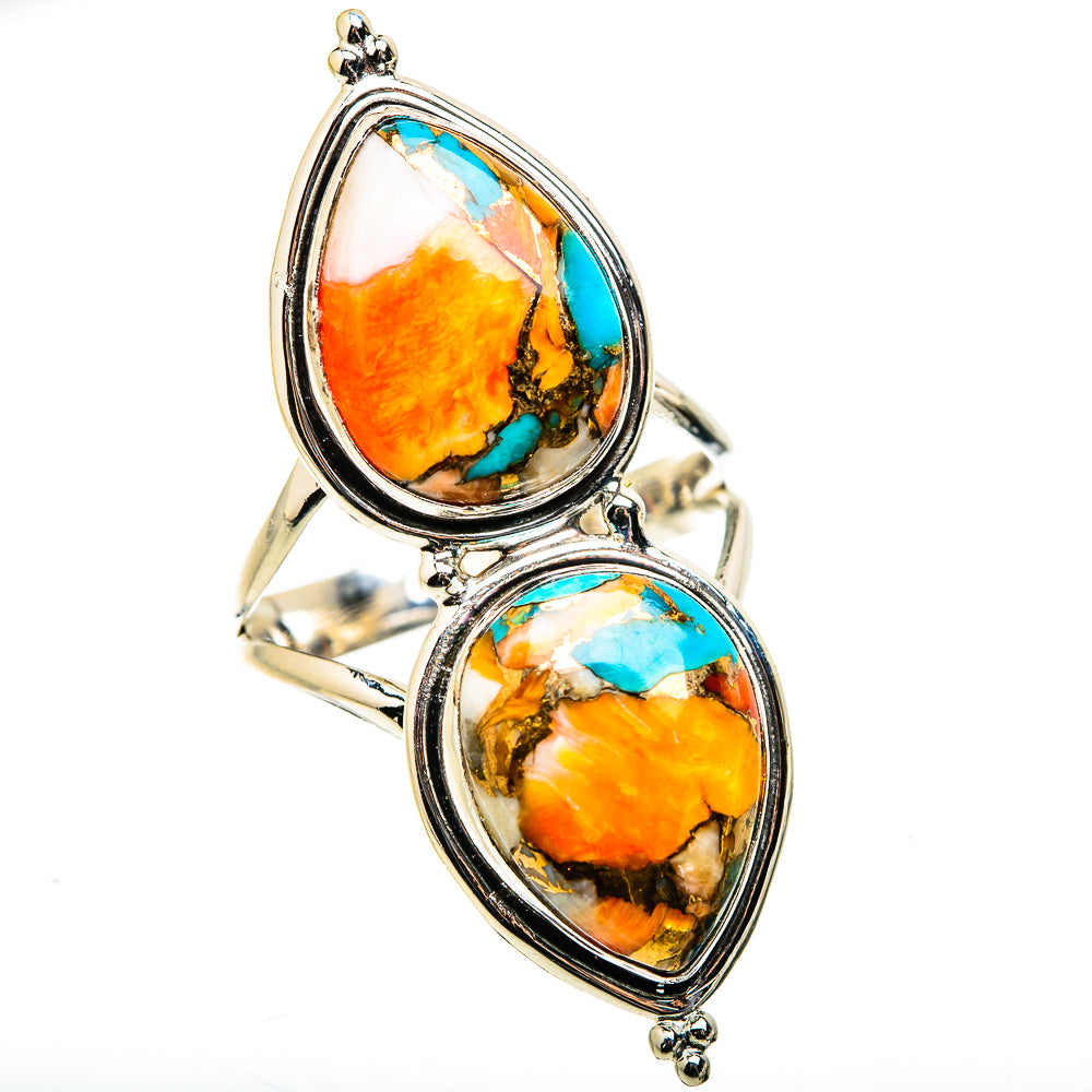 Spiny Oyster Turquoise Rings handcrafted by Ana Silver Co - RING129487 - Photo 2