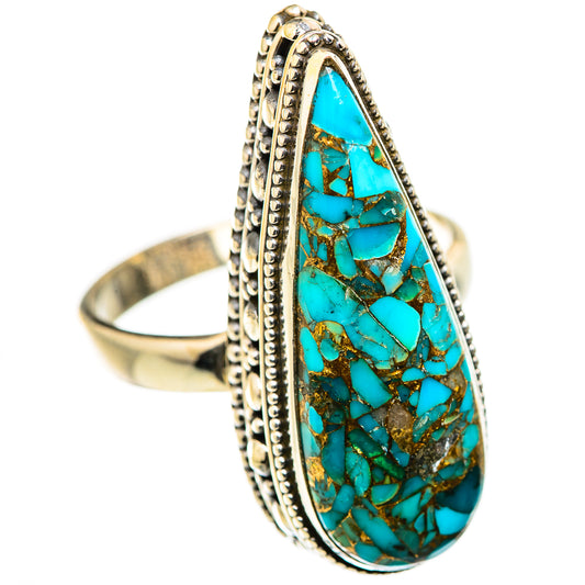Blue Copper Composite Turquoise Rings handcrafted by Ana Silver Co - RING129492 - Photo 2