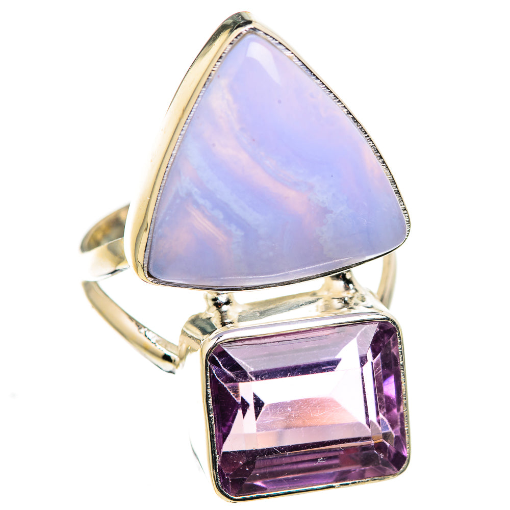 Blue Lace Agate Rings handcrafted by Ana Silver Co - RING129497 - Photo 2