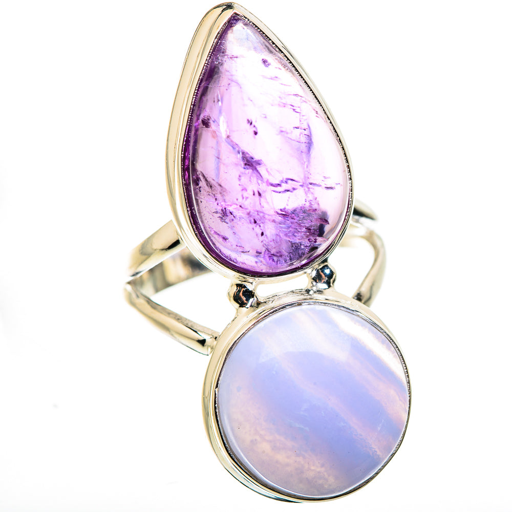 Blue Lace Agate Rings handcrafted by Ana Silver Co - RING129499 - Photo 2