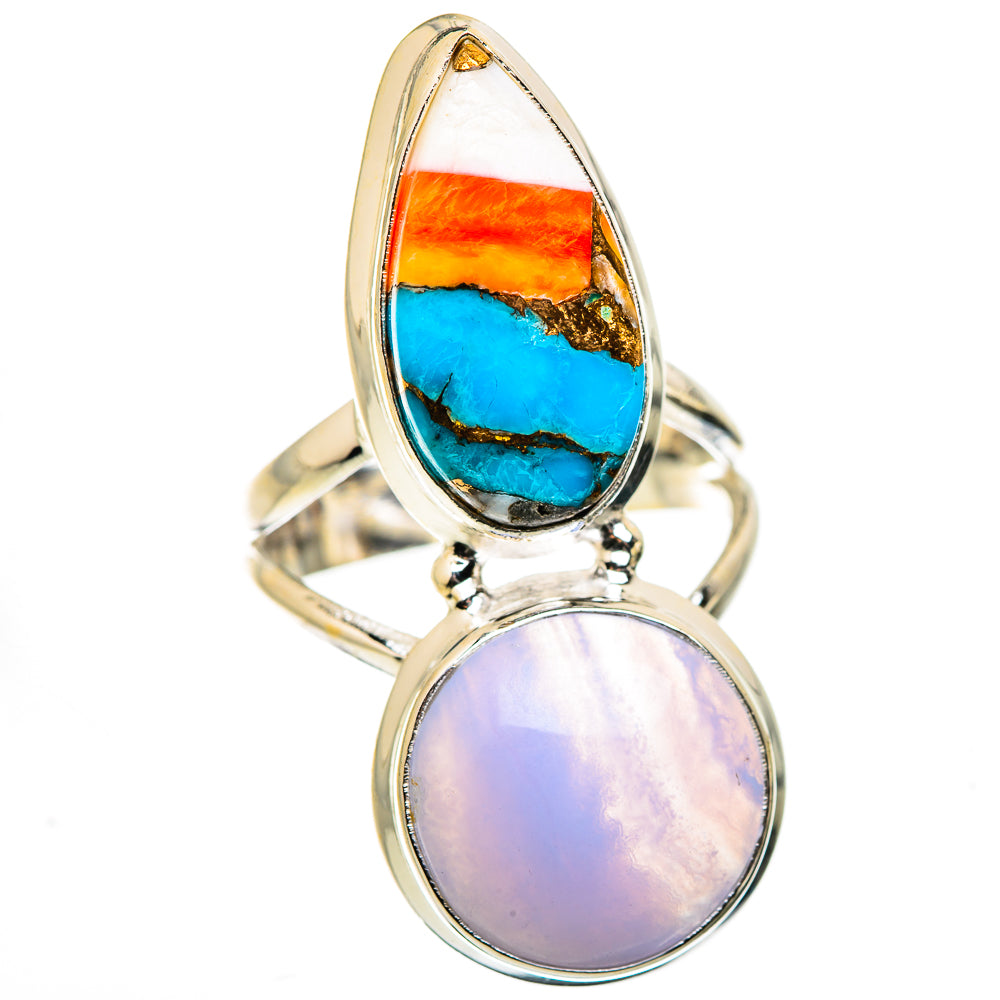 Blue Lace Agate Rings handcrafted by Ana Silver Co - RING129502 - Photo 2