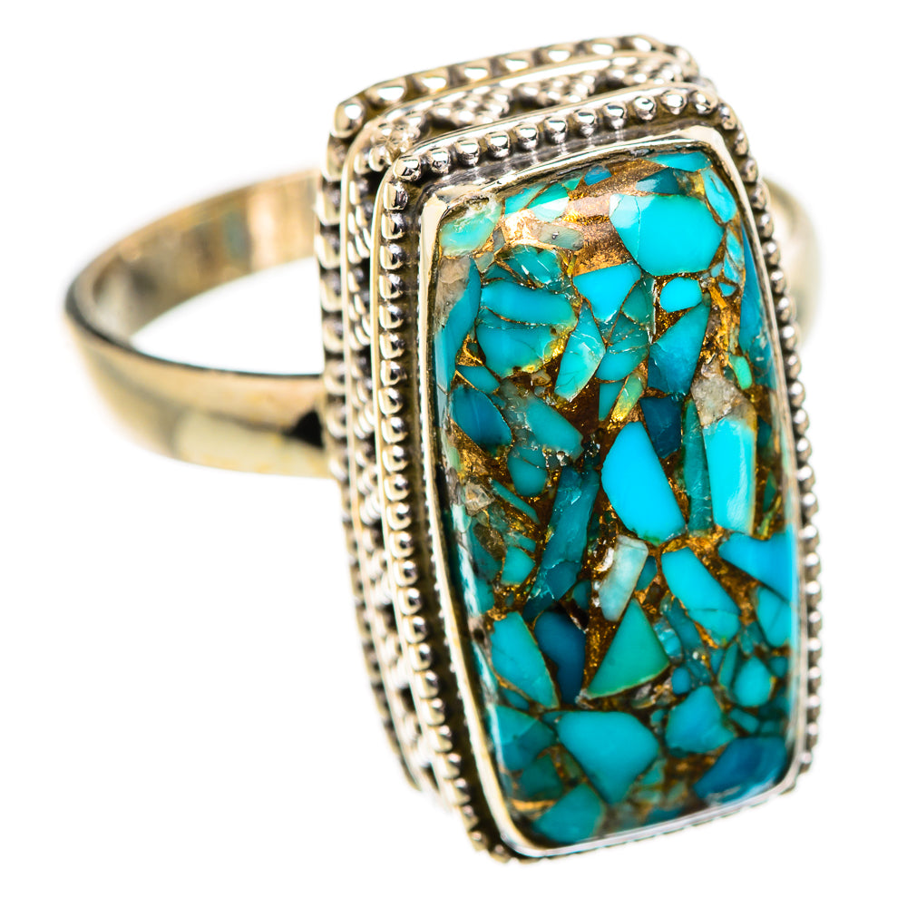 Blue Copper Composite Turquoise Rings handcrafted by Ana Silver Co - RING129536 - Photo 2