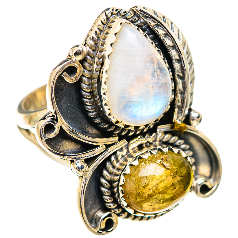 Rainbow Moonstone Rings handcrafted by Ana Silver Co - RING129545 - Photo 2
