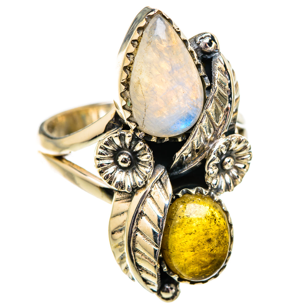 Rainbow Moonstone Rings handcrafted by Ana Silver Co - RING129566 - Photo 2