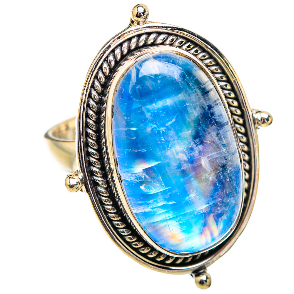 Rainbow Moonstone Rings handcrafted by Ana Silver Co - RING129586 - Photo 2