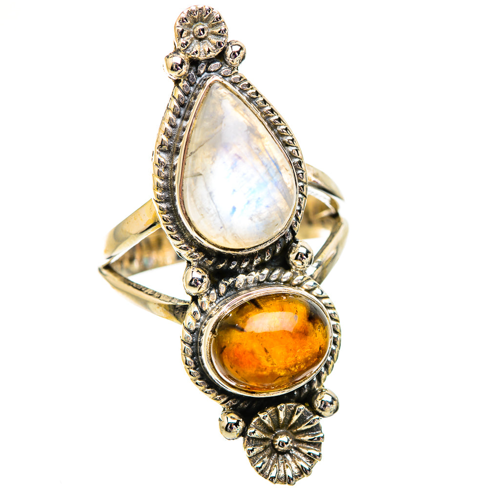 Rainbow Moonstone Rings handcrafted by Ana Silver Co - RING129591 - Photo 2