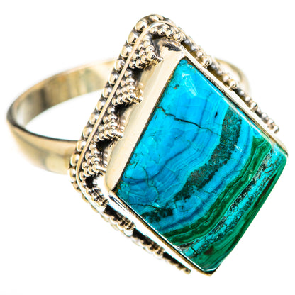Malachite In Chrysocolla Rings handcrafted by Ana Silver Co - RING129600 - Photo 2