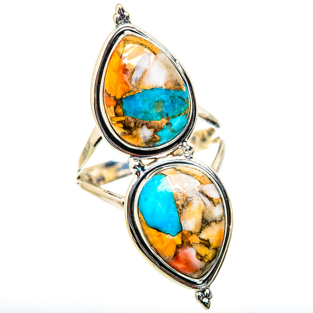 Spiny Oyster Turquoise Rings handcrafted by Ana Silver Co - RING129677 - Photo 2