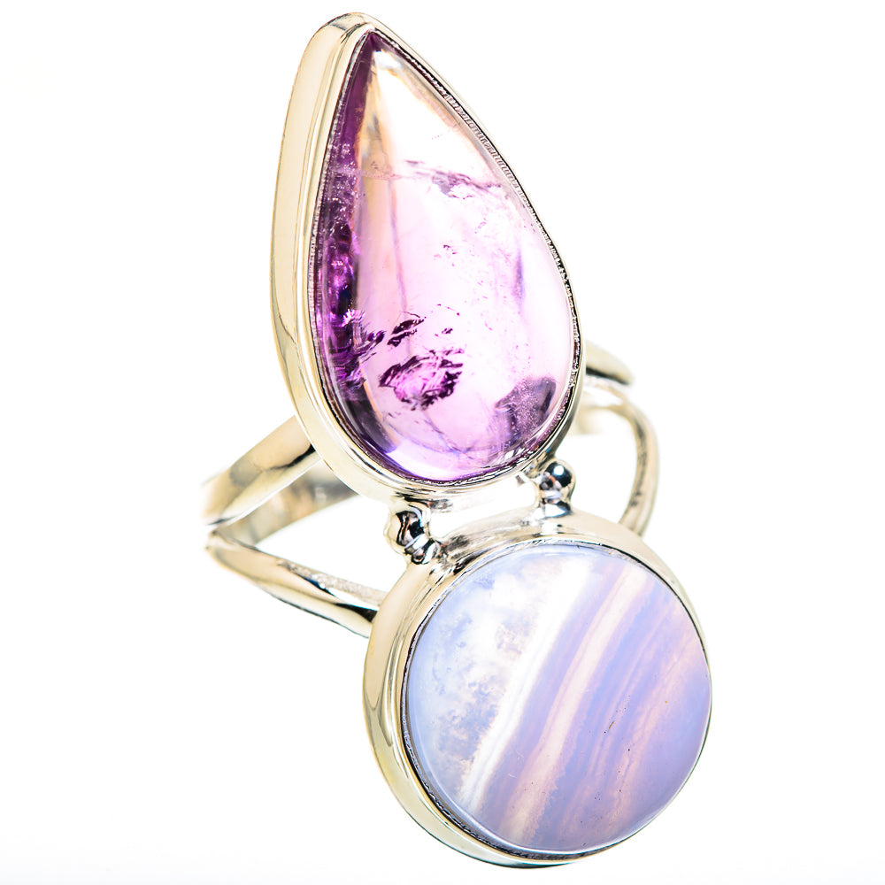 Blue Lace Agate Rings handcrafted by Ana Silver Co - RING129692 - Photo 2