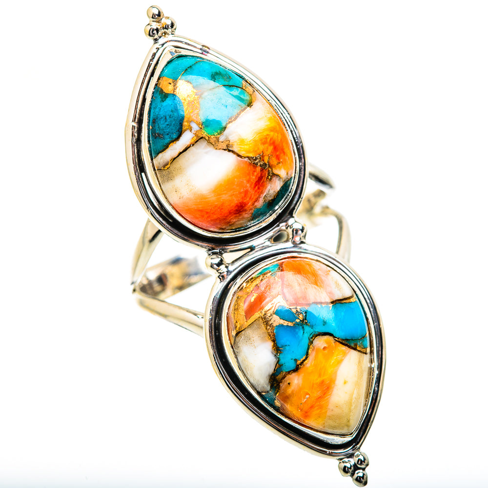 Spiny Oyster Turquoise Rings handcrafted by Ana Silver Co - RING129696 - Photo 2